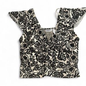 Black and White Floral Crop Top